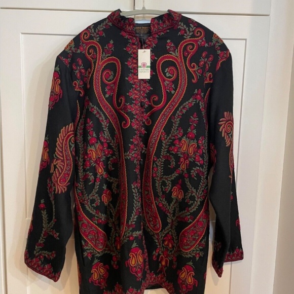 Size Large Hand embroidered 100% Merino Wool Tunic Top - Picture 1 of 4